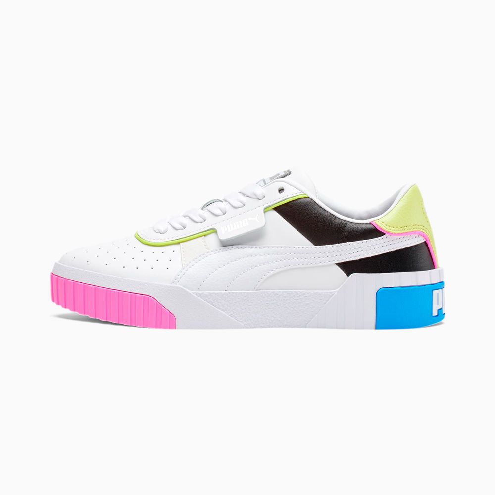 Puma Cali Colorblocking Női Sportcipő - Fehér/Fekete/Zöld ( Hungary - UQXJZ3956 )